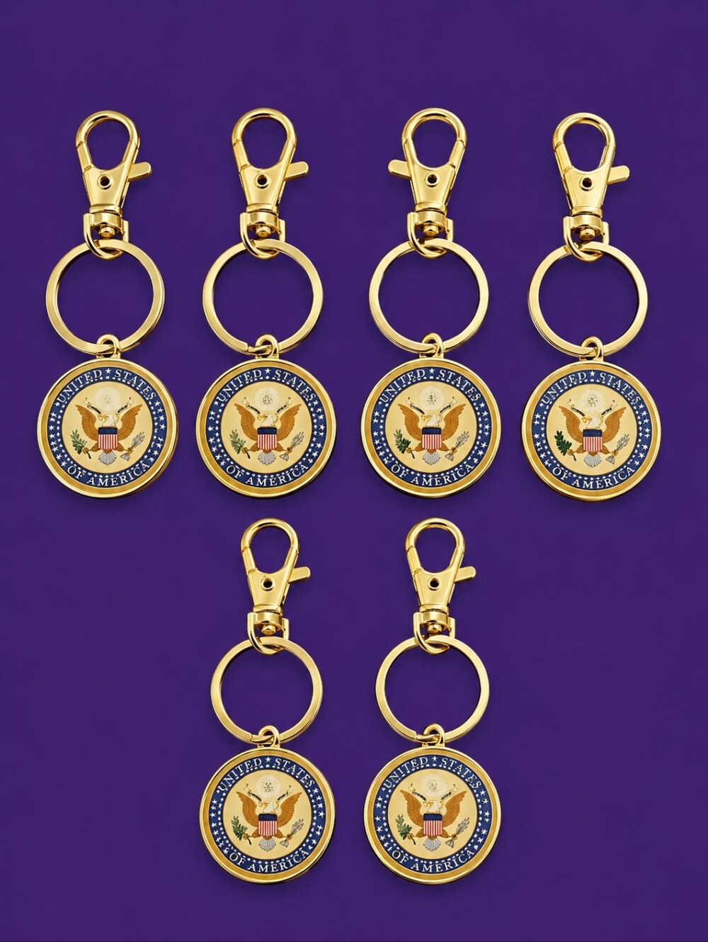 Lot of Six Presidential Seal Crest Keychains